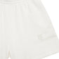 The Anine Bing Kam Short Framed Monogram shorts are white, made from midweight cotton with an elastic waistband and subtle logo embroidery on the left leg.