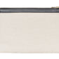 The Lili Canvas Pouch by Anine Bing is a rectangular beige cotton clutch with a black zipper and trim, inspired by the iconic Lili Bag—perfect for stylish essentials.