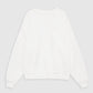 The Anine Bing Miles Sweatshirt Framed Monogram is a plain white cotton fleece crewneck with long sleeves, shown laid flat on a light grey background.