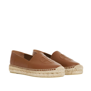 The Anine Bing Paloma Espadrilles feature brown leather and woven jute soles, shown on a plain white background.
