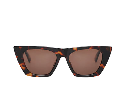The Anine Bing Paris Sunglasses feature cat-eye tortoise acetate frames with brown tinted lenses, displayed on a white background.