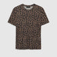The Sylvie Tee by Anine Bing is a short-sleeve crewneck top featuring an all-over brown and black leopard print, crafted from super soft fabric and shown against a plain white background.