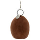 The Jellycat Amuseables Coffee Bean Bag Charm is a brown, oval plush keychain with a silver keyring, clasp, and metal tag—an adorable coffee-themed accessory for bags or keys, perfect for coffee lovers.