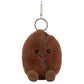 The Jellycat Amuseables Coffee Bean Bag Charm is a plush, smiling brown bean keychain with small feet and a metal clip—an adorable accessory for your bag.