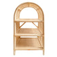 The Mini Rattan Shelf by Poppie is a three-tiered cabinet with an arched top and woven surfaces on each level, perfectly suited to complement Montessori-style play kitchens.