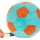 The Jellycat Football by Jellycat is a playful plush in light blue and orange, featuring a small attached fabric whistle for extra fun.