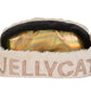 Jellycat Amuseables Sports Ski Club Goggles plush toy with a reflective gold lens, black trim, and a cream-colored fleece strap embroidered with the brand name.