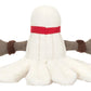 Meet the Jellycat Amuseables Sports Badminton: a plush shuttlecock toy with a white, octopus-like body, red stripe headband, and brown bone-shaped arms—perfect for badminton fans.
