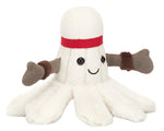 Adorable Jellycat Amuseables Sports Badminton plush—a white octopus with a red headband, smiling face, and brown wristbands—perfect for sporty fans and cuddle time.