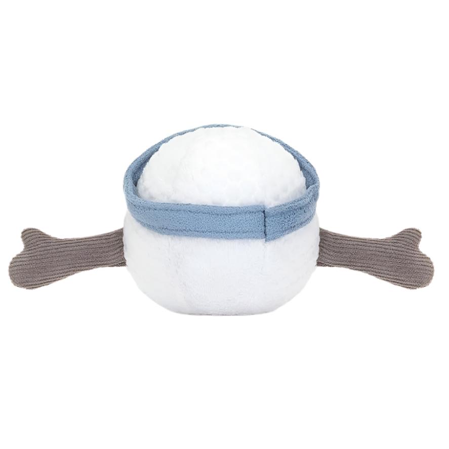 Amuseable Sports Golf Ball, a cute white stuffed white golfball with a blue visor and brown arms by Jellycat.