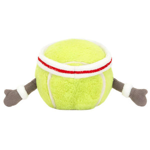 The Jellycat Amuseable Sports Tennis Ball is a plush toy shaped like a tennis ball with brown arms and white wristbands—perfect for fans of playful, sporty, and cuddly collectibles.