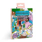 The Eeboo Mini Mural with Color Pencils includes 16 double-sided pencils and a fold-out mural featuring a unicorn and other magical creatures, all in packaging adorned with charming animals.