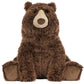 A plush brown Bizzlestomp Bear by Jellycat sits upright with soft fur, round ears, and a beige snout and feet against a white background.