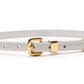 This skinny belt by Altuzarra features premium calf leather with a gold-tone metal buckle, two sleek gold loops, and an elegant "ALTUZARRA" engraving near the buckle.