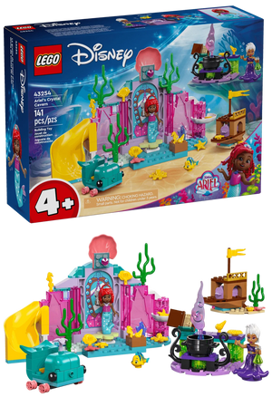 The Legos - Toyhouse LEGO® Disney™ Ariel's Crystal Cavern set showcases a colorful castle complete with mini Ariel and ocean-themed accessories. This 41-piece mermaid playset, ideal for children aged 4 and above, captures the magic of Ariel's underwater world.