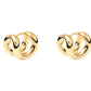 The Asta Earrings by Lie Studio are gold knot-shaped studs with a refined silhouette, shown on a white background.