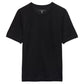 The Rag & Bone Aulton Knit Tee, a plain black short-sleeve crewneck, is shown on a white background and crafted from a lightweight wool blend for all-day comfort.