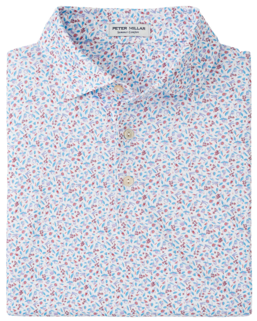 A neatly folded Peter Millar Orange Crush Performance Jersey Polo featuring a collared design, vibrant orange color, UPF 50+ sun protection, four-way stretch fabric, and a three-button placket.