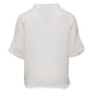 Back view of the Snapper Rock Boys' Frankie White Resort Shirt, a short-sleeve collared style with rolled cuffs, crafted from breathable crinkled cotton muslin and shown against a plain background.