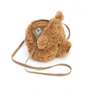 A golden bear crossbody bag with a strap perfect for carrying your belongings from Jellycat.