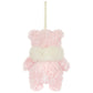 Pink Jellycat Leola Bear Winter Warmer Decoration plush ornament with a cream-colored scarf and a hanging loop.