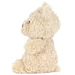 A beige, fluffy Bartholomew Bear Junior teddy bear by Jellycat is pictured sitting upright in a side view against a white background.