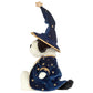 Jellycat Rufferty Puppy Wizard Outfit – a stuffed animal dog reminiscent of the classic Rufferty Puppy plush, dressed in a blue wizard hat and robe adorned with gold stars, sitting upright in side profile against a white background.