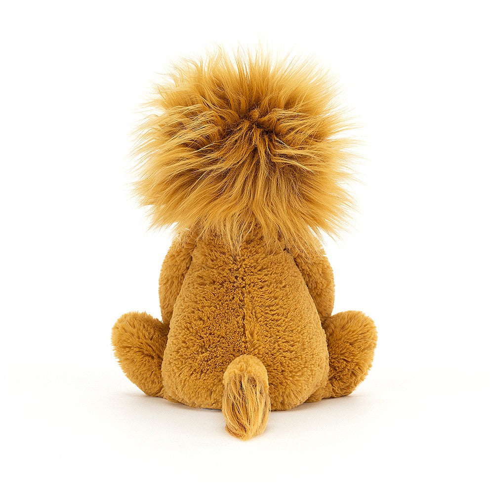 Bashful Lion by Jellycat showcased against a pristine white background.