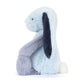 Jellycat’s Puddlesea Bunny features light blue fur, dark blue ears, and a small white tail, shown upright in profile against a white background. Perfect as a creative beach toy or paired with any sandcastle kit.