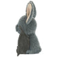 A soft gray plush Broox Bat toy from Jellycat, featuring large ears and small bat-like wings, is pictured in profile facing left.