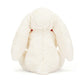 Jellycat bunny with a Bashful Red Love Heart on a white background.