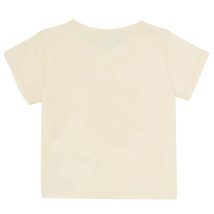 A plain, short-sleeved, off-white soft cotton Baby Tuba Grenadine T-Shirt by Bonton is shown flat with the back side facing up.