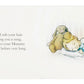An illustration from The Magic Bunny Book by Jellycat shows a child sleeping on a pillow with a stuffed bunny, alongside the text: "He will rub your hair and sing you a song, He knows your Mummy will be in before very long.