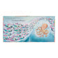 An illustrated octopus with concerned eyes watches a school of fish swim by on a light blue ocean in Jellycat’s Odell’s Amazing Arms Book, a charming tale of self-acceptance.