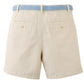 Gingersnaps Boys' Blaine Shorts with Braided Belt feature beige canvas, two back pockets, button closures, and a light blue braided cotton belt—ideal kids’ outdoor shorts for everyday play.