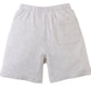 The Gingersnaps Boys' Denzel Waffle Knit Drawstring Shorts in light grey melange feature an elastic waistband, single back pocket, and soft waffle knit fabric, shown flat on a white background.