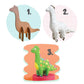 Explore three prehistoric creations from the Bright Stripes Paper Mache All Day Kit: a brown cardboard dinosaur crafted with easy-to-use cardboard techniques, a white textured dinosaur ideal for kids’ sculpting, and a green dinosaur adorned with colorful spots and spikes—each showcased against an eye-catching orange background.