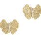 Anabel Aram Butterfly Stud Earrings in 18k gold-dipped metal with diamond accents along the center.