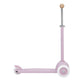 Banwood Kids’ Eco Scooter with Basket in pink, featuring three white wheels and beige handle grips, shown from the side against a white background.