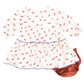 The Pink Chicken Baby Girls' Julia Dress is a delightful choice, featuring a white long-sleeved design adorned with red horse patterns and a tiered skirt. It comes paired with a matching corduroy diaper cover for added charm.