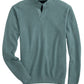 Introducing the Johnnie-O Estaban Quarter Slit Sweater, a stylish teal long-sleeve design from Johnnie-O. It features a Johnny collar with a quarter-zip neckline, complemented by ribbed cuffs and hem.