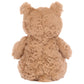 A fluffy brown Bartholomew Bear, Tiny by Jellycat is shown from the back, sitting upright with its head and arms visible.
