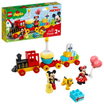 The LEGO® Mickey & Minnie Birthday Train by Legos - Toyhouse is a charming Disney-themed playset for preschoolers, featuring number bricks. This set includes 22 pieces, such as a train, cupcake, balloons, Mickey and Minnie figures, and Pluto. It's perfect for children aged 2 and up. The box and assembled pieces are also displayed.