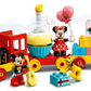 The LEGO® Mickey & Minnie Birthday Train playset by Legos - Toyhouse includes beloved figures of Mickey and Minnie Mouse, a cupcake, gift number bricks, vibrant balloons, and a small Pluto figure—ideal for preschoolers to enjoy endless imaginative adventures.