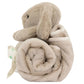 The Jellycat Bashful Beige Bunny Blankie by Jellycat is a plush toy featuring long ears and an upright sitting position, wrapped snugly in a beige blanket. Made with recycled fibers, it's both adorable and eco-friendly.