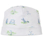 The Kissy Kissy Fairway Foursome Printed Hat is a cozy 100% Pima cotton golf hat featuring charming illustrations of clubs, carts, and flags—ideal for your little one!.