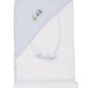 Kissy Kissy Fairway Foursome Hooded Towel & Mitt Set - White/Light Blue