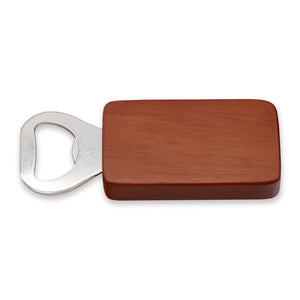 The Smathers & Branson Game Day Bottle Opener features a metal magnetic opener with a rectangular wooden handle, displayed against a white background.