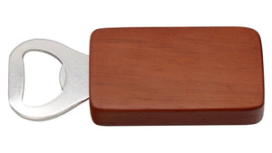 The Smathers & Branson Golden Retriever Bottle Opener features a metal magnetic head and a rectangular wooden handle, shown on a white background.