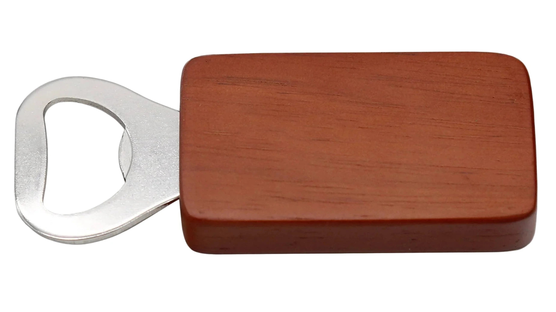 The Smathers & Branson Beverage Cart Bottle Opener features a hand-stitched rectangular wooden handle and metal opener, shown here on a white background.